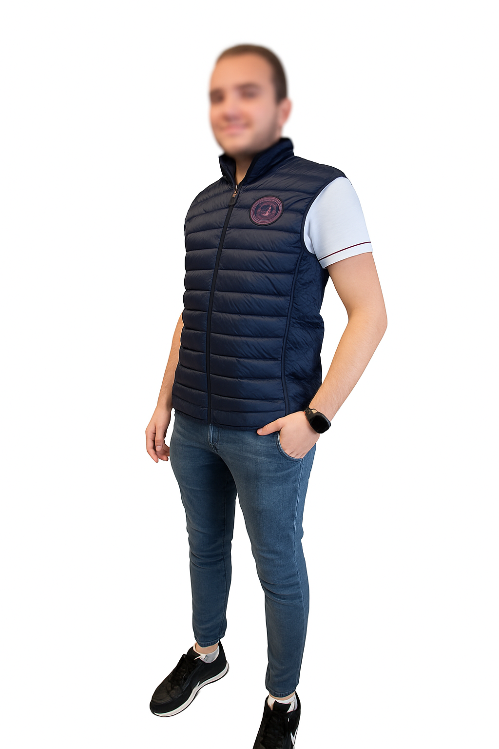 Doudoune d'été sans manche bleue